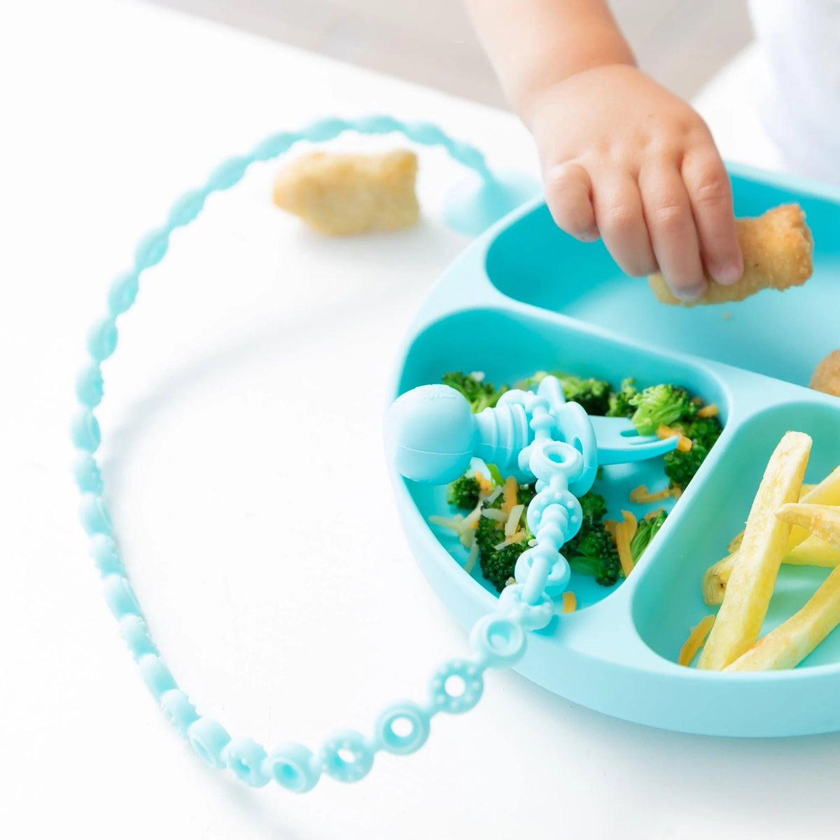 Bumkins Best Seller | Silicone Tether Set | Utensil + Toy Catcher for High Chairs