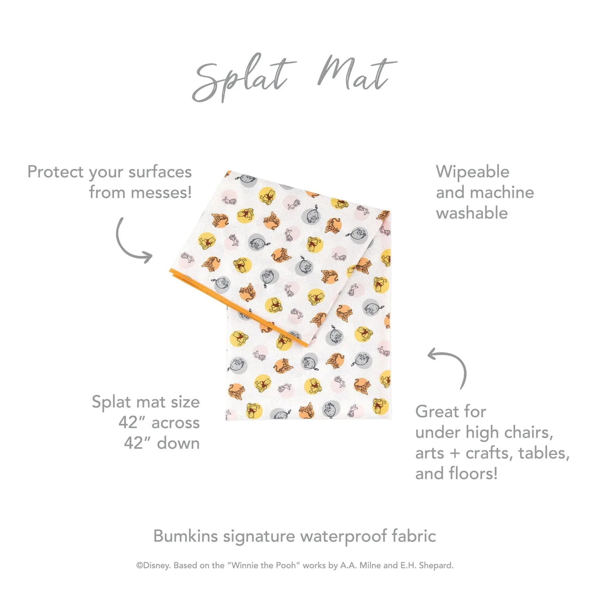 Bumkins Best Seller | Winnie and Friends Splats Mats For Floors & Tables