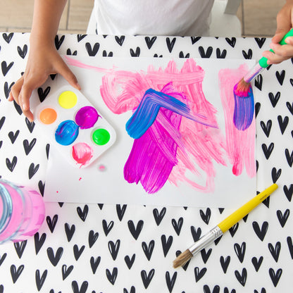 Bumkins Popular | Heart Splat Mat For Tables + Under Highchairs