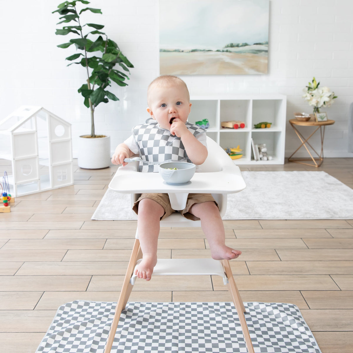 Bumkins Quality | Splat Mat: Charcoal Check