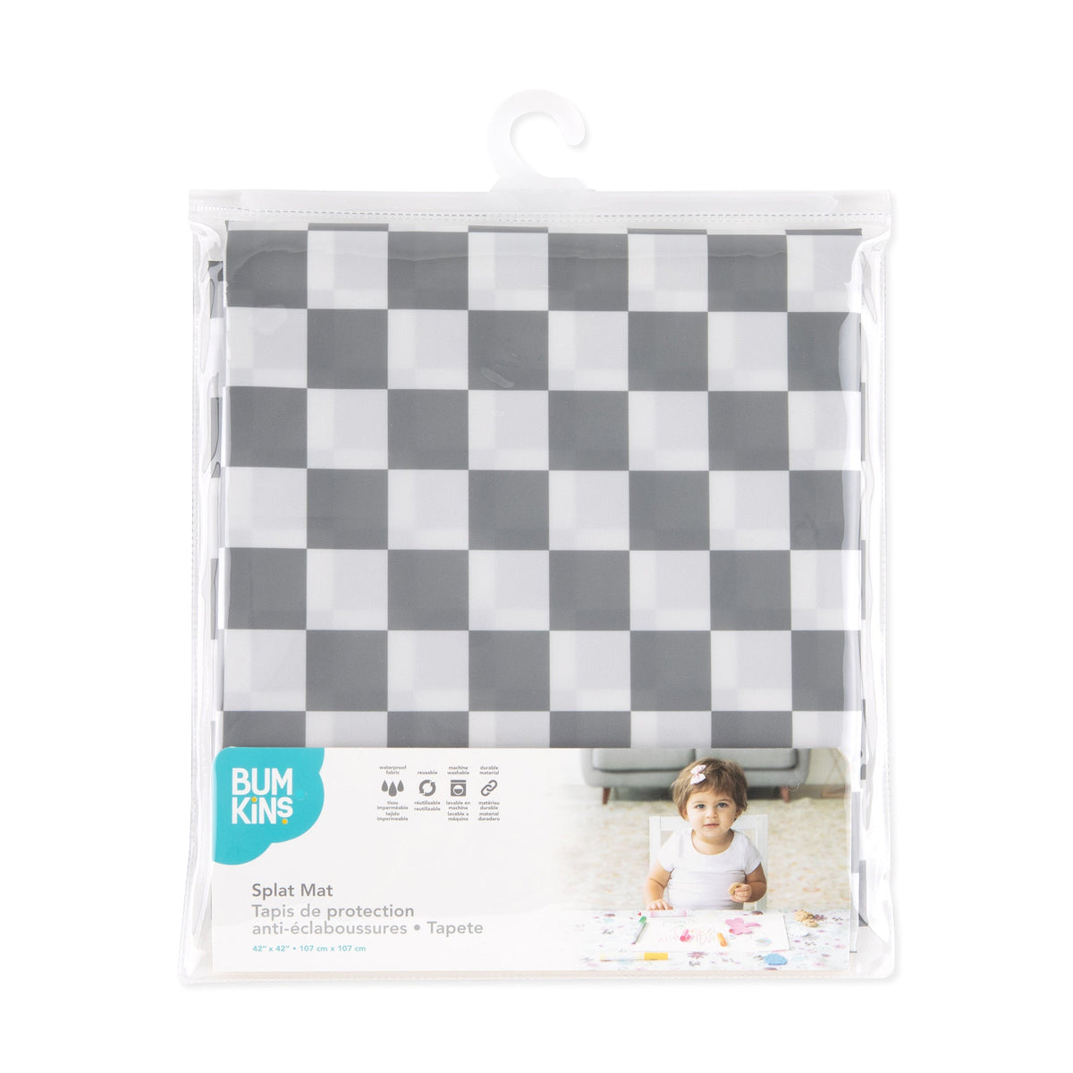 Bumkins Quality | Splat Mat: Charcoal Check