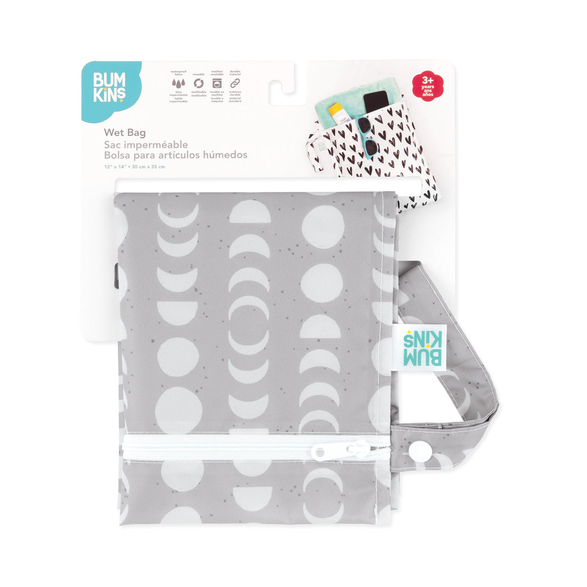 Bumkins New | Waterproof Wet Bag for Diapering, Swim, Travel, Lunar Phase