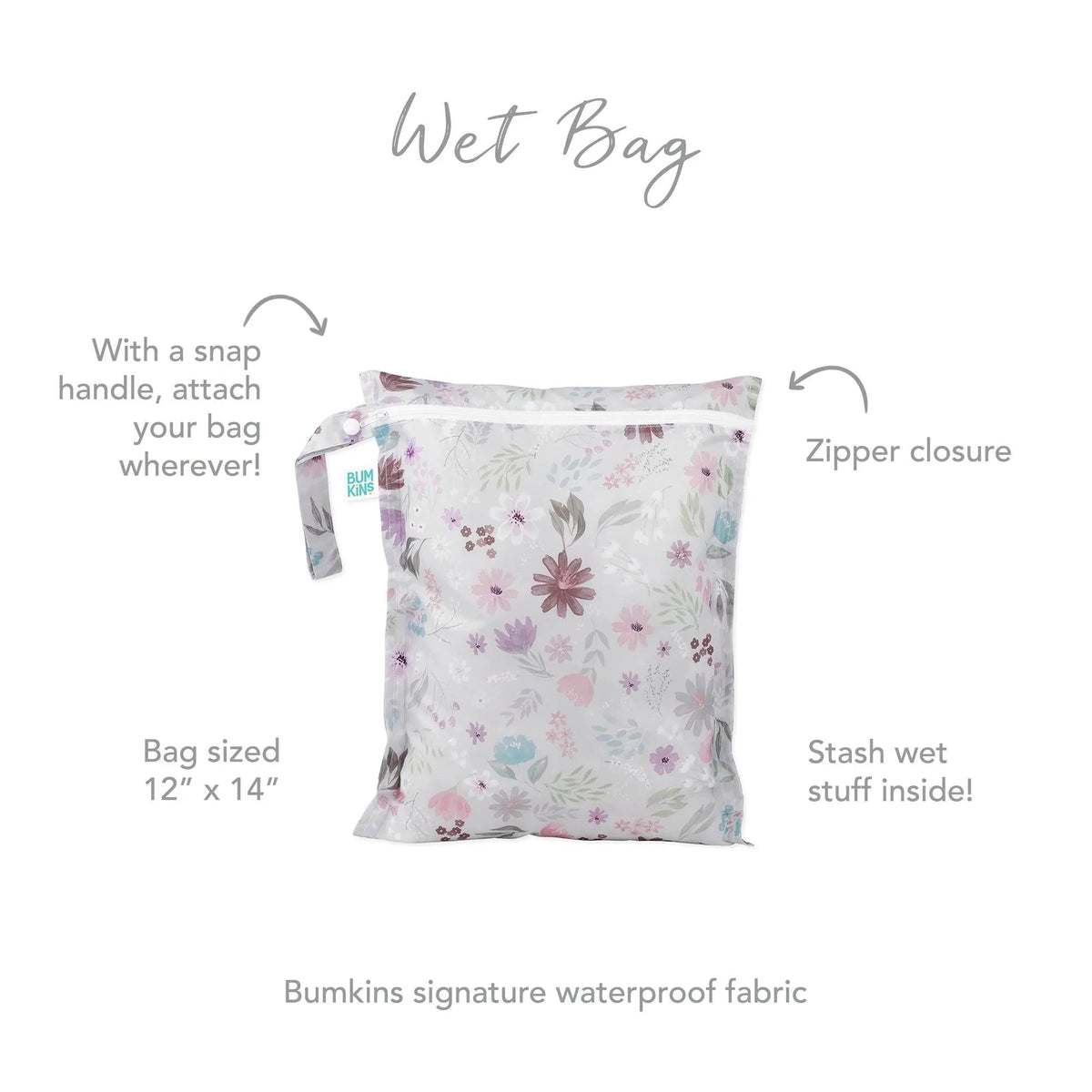 Bumkins Great Value | Floral Print Large Hanging Wet Bag For @ Home or On-The-Go