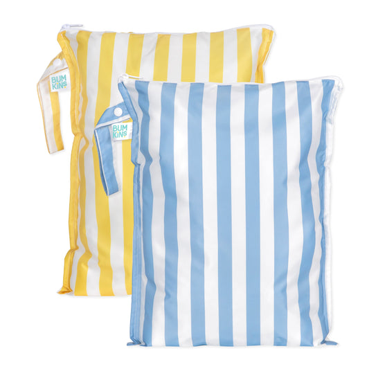 Bumkins Signature | Wet Bag Plus 2 Pack: Blue + Yellow Stripe