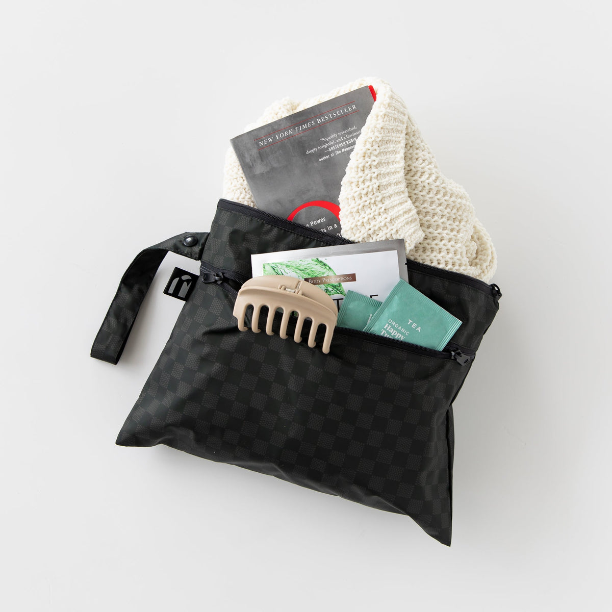 Bumkins New | Black Checker Print Wet/Dry Travel Clutch | Waterproof