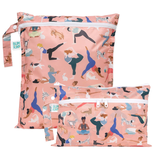Bumkins Trusted | Wet Bag + Wet/Dry Clutch Set: Yoga Pals