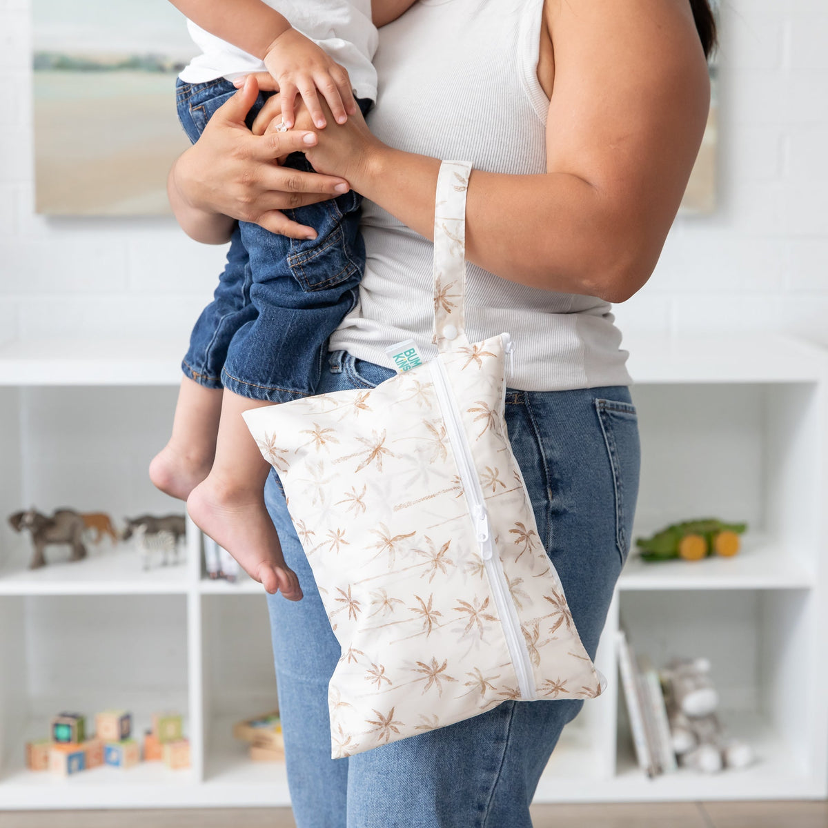 Bumkins Signature | Wet Bag + Wet/Dry Clutch Set: Palm Daze