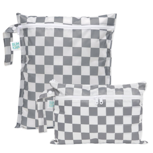 Bumkins Essential | Wet Bag + Wet/Dry Clutch Set: Charcoal Check