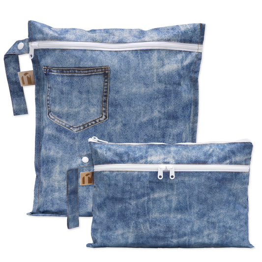 Bumkins Hot Sale | Wet Bag + Wet/Dry Clutch Set: Denim On Denim
