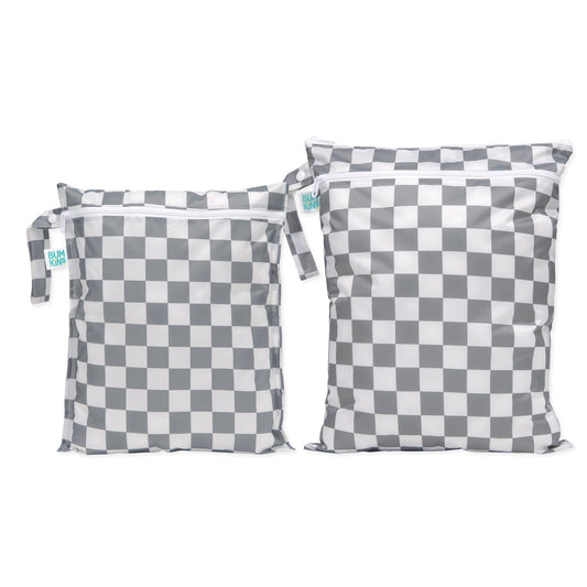 Bumkins Exclusive | Charcoal Check Wet Bag + Wet/Dry Bag 2-Piece Set