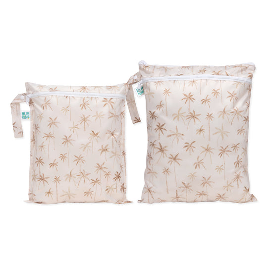 Bumkins Recommended | Palm Print Wet Bag + Wet/Dry Bag Set in for Swim, Travel