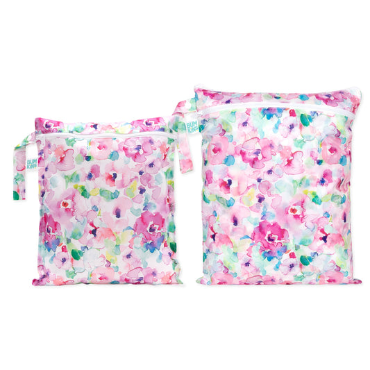 Bumkins Popular | Watercolor Wet Bag + Wet/Dry Bag Set for Diapering, Swim