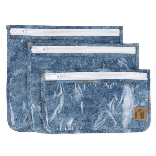 Bumkins Latest | Clear Travel Bag 3 Pack: Crushed Denim