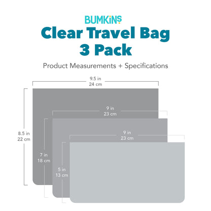 Bumkins Everyday | Starry Cactus Clear Travel Bag 3 Pack, TSA-Friendly
