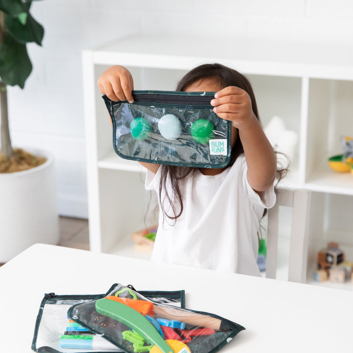 Bumkins Everyday | Starry Cactus Clear Travel Bag 3 Pack, TSA-Friendly