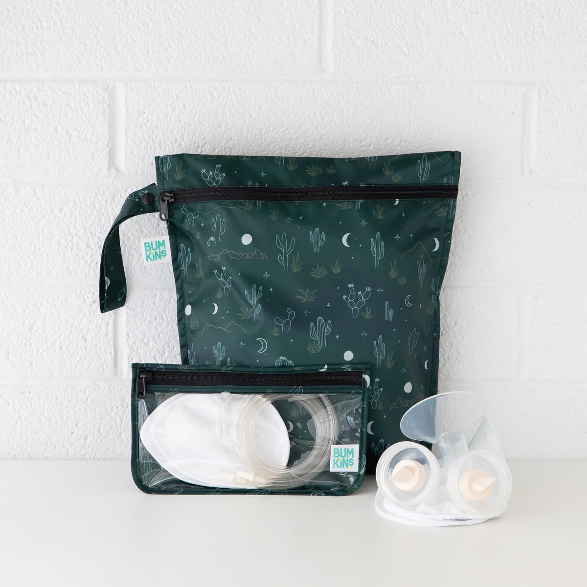 Bumkins Everyday | Starry Cactus Clear Travel Bag 3 Pack, TSA-Friendly