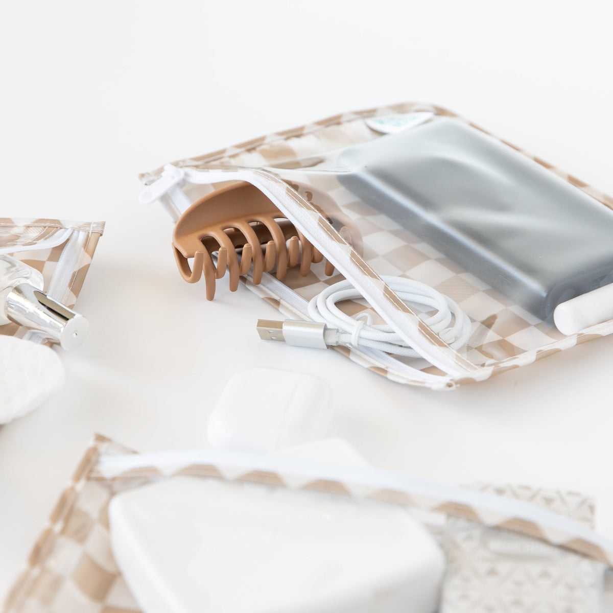 Bumkins Deals | Clear Travel Bag 3 Pack: Sand Check