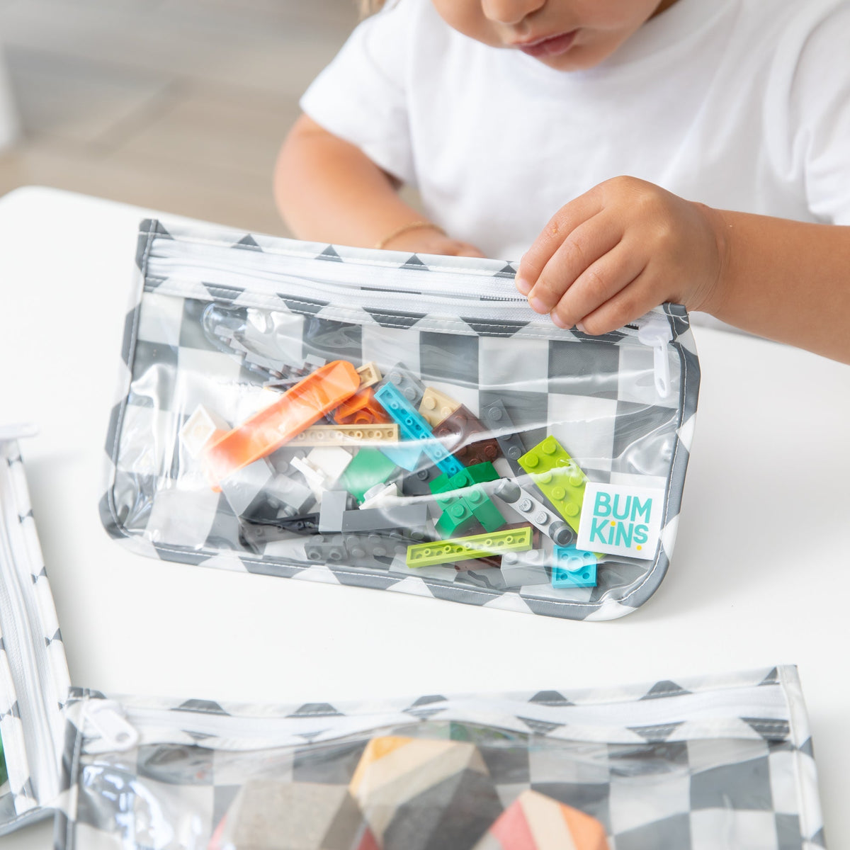 Bumkins Quality | Clear Travel Bag 3 Pack: Charcoal Check