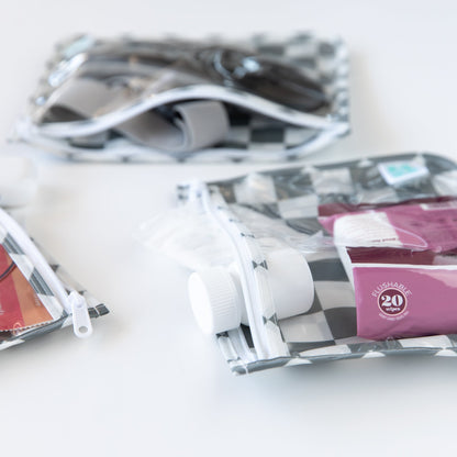 Bumkins Quality | Clear Travel Bag 3 Pack: Charcoal Check
