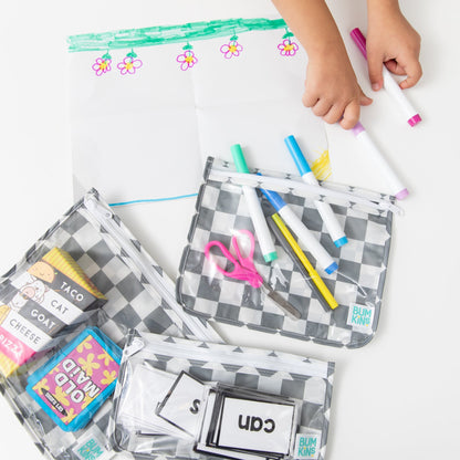 Bumkins Quality | Clear Travel Bag 3 Pack: Charcoal Check