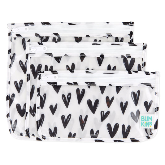 Bumkins Discount | Reusable TSA Compliant Quart Bags, Clear-Sided Travel Organizers – Hearts Baby