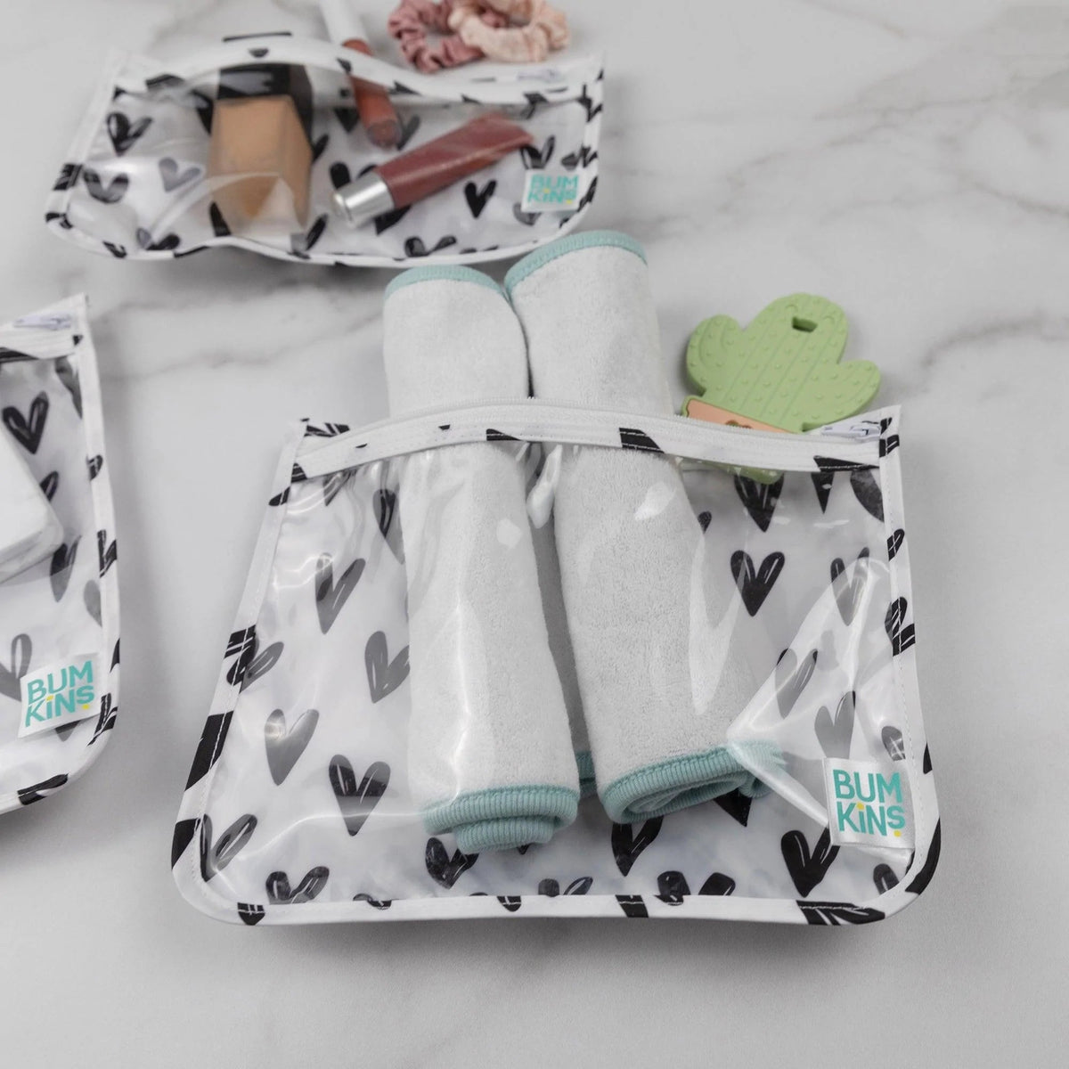 Bumkins Discount | Reusable TSA Compliant Quart Bags, Clear-Sided Travel Organizers – Hearts Baby