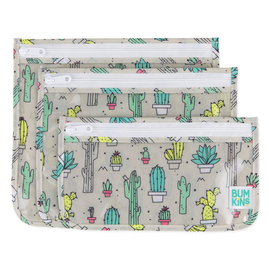 Bumkins Trending | Reusable TSA Compliant Quart Bags, Clear-Sided Travel Organizers – Cactus Baby