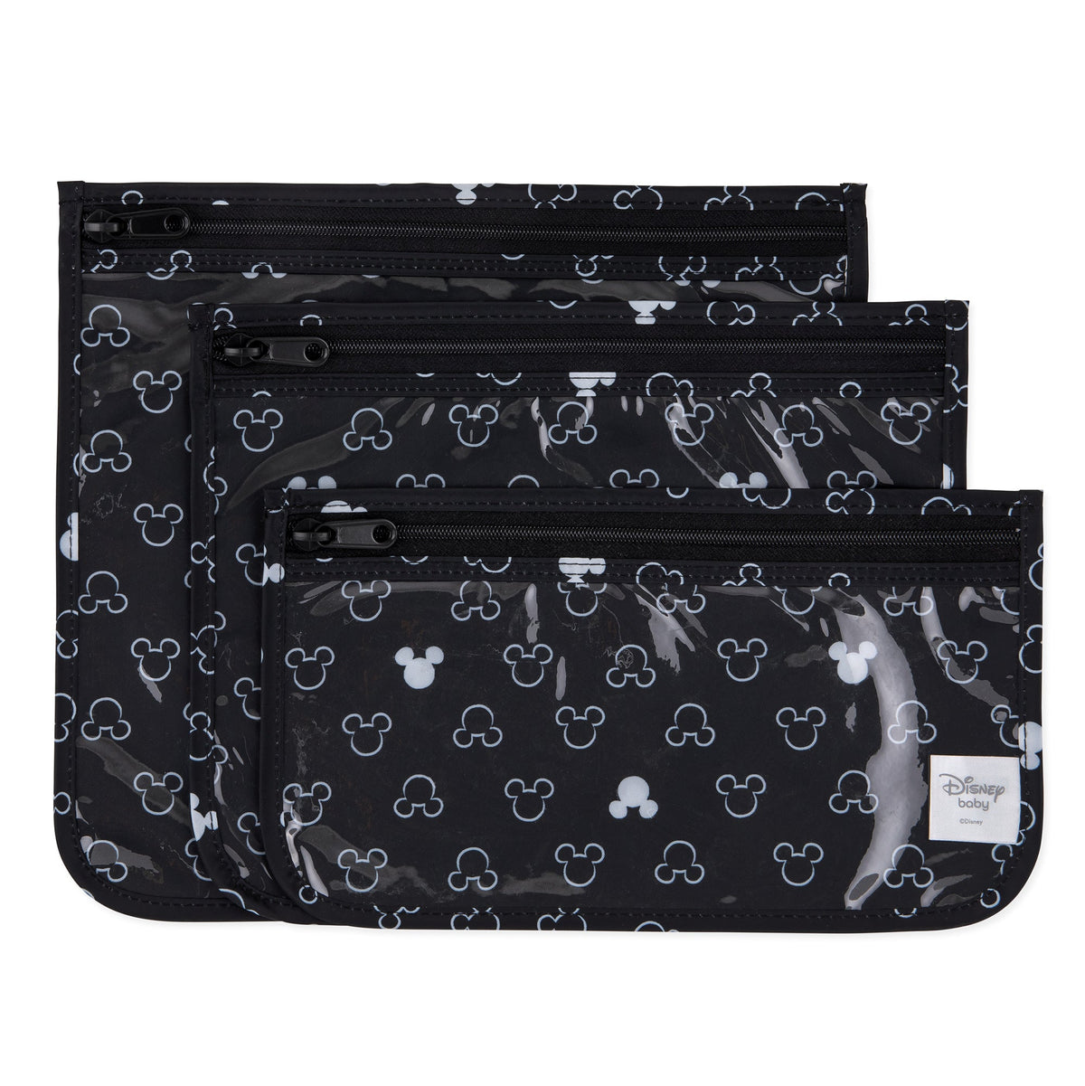 Bumkins Trusted | Mickey Mouse Reusable TSA Compliant Quart Bags, Clear-Sided Travel Organizers Baby