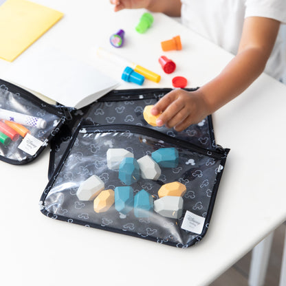 Bumkins Trusted | Mickey Mouse Reusable TSA Compliant Quart Bags, Clear-Sided Travel Organizers Baby