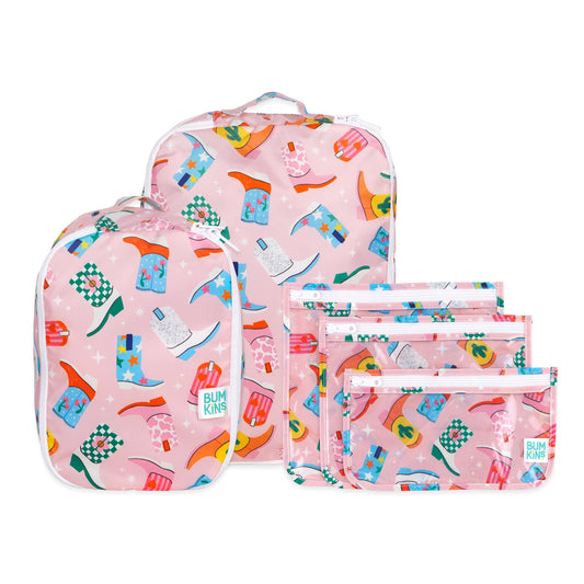 Bumkins Exclusive | Cowgirl Boots Print Packing Cubes + Travel Bag Set