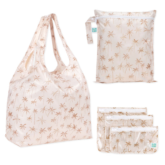 Bumkins Latest | 5-Piece Lightweight, Waterproof Packing Set in Palm Print
