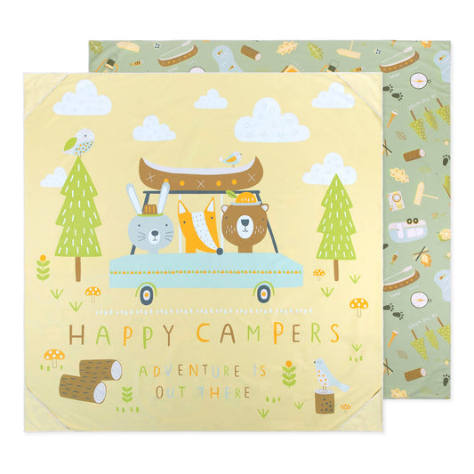 Bumkins Latest | Happy Campers Roll & Go Indoor, Outdoor Camping Blanket