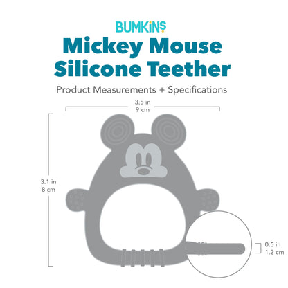 Bumkins Trusted | Silicone Sensory Teether for Babies, Disney Mickey Mouse