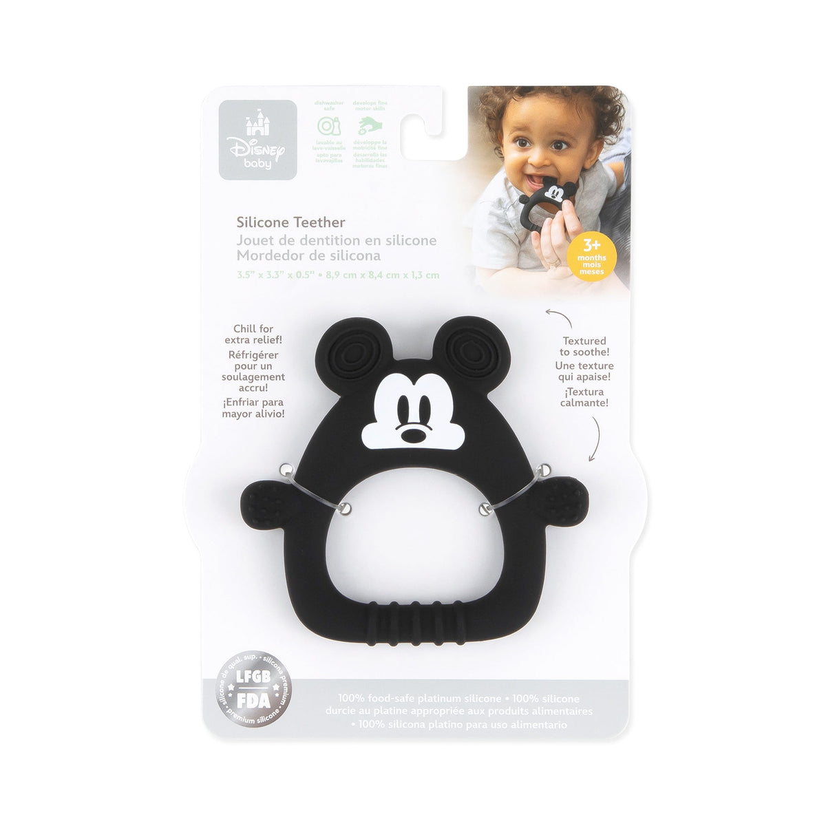 Bumkins Trusted | Silicone Sensory Teether for Babies, Disney Mickey Mouse