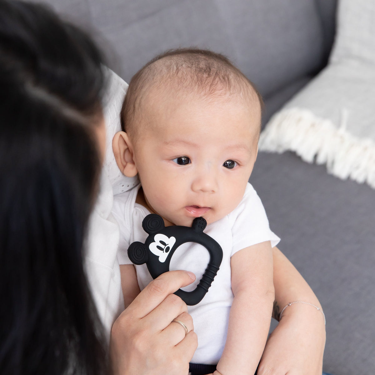 Bumkins Trusted | Silicone Sensory Teether for Babies, Disney Mickey Mouse