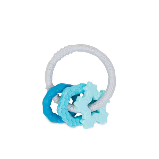 Bumkins Featured | Silicone Teething Ring & Charm Set for 3 mos up, Blue Baby