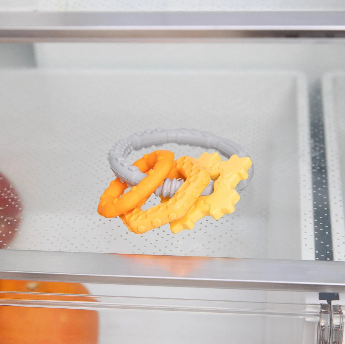Bumkins Special Offer | Silicone Baby Teether Ring & Orange Charms for 3 mos up Baby