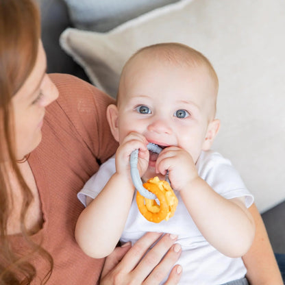 Bumkins Special Offer | Silicone Baby Teether Ring & Orange Charms for 3 mos up Baby