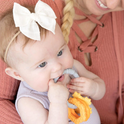 Bumkins Special Offer | Silicone Baby Teether Ring & Orange Charms for 3 mos up Baby