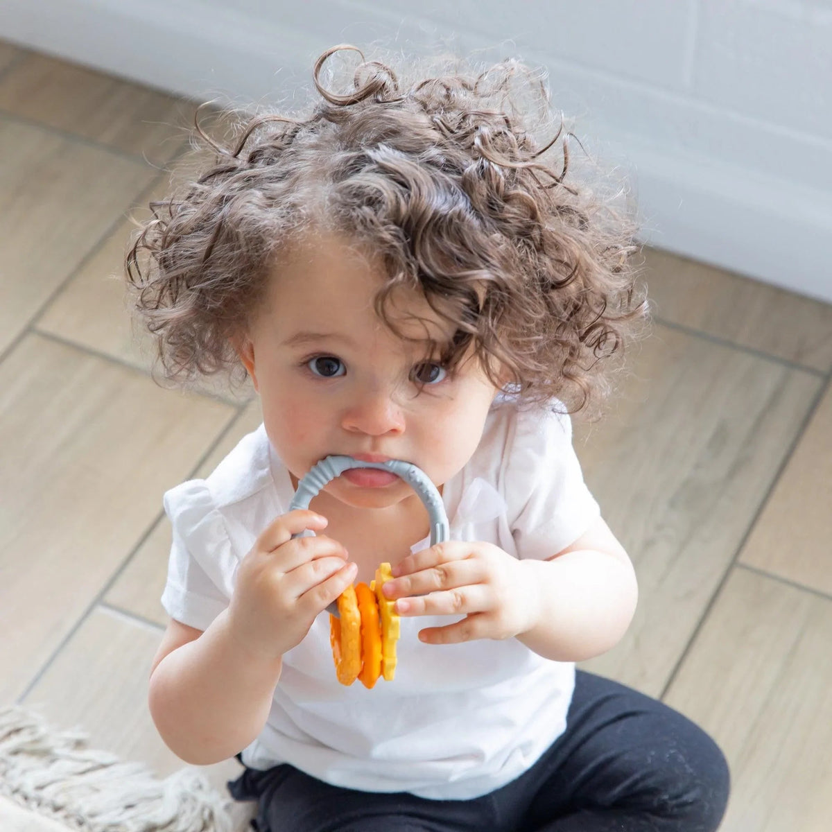 Bumkins Special Offer | Silicone Baby Teether Ring & Orange Charms for 3 mos up Baby