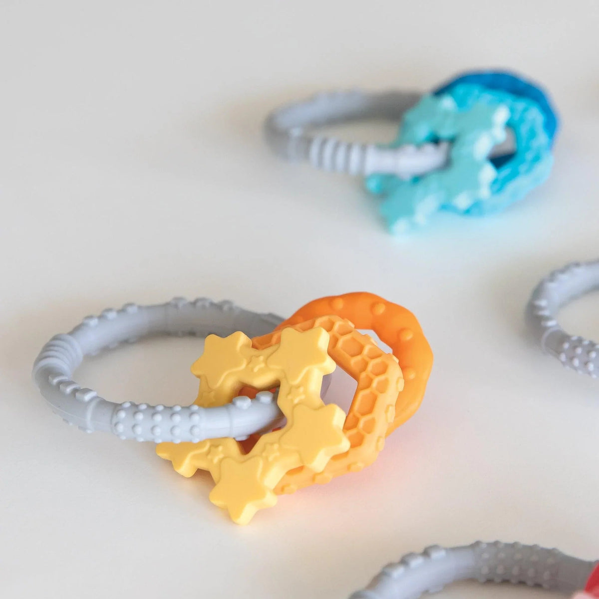 Bumkins Special Offer | Silicone Baby Teether Ring & Orange Charms for 3 mos up Baby