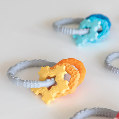 Bumkins Special Offer | Silicone Baby Teether Ring & Orange Charms for 3 mos up Baby