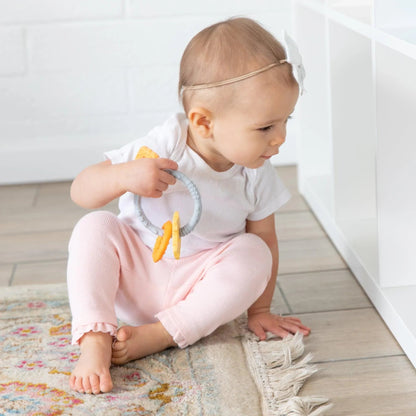 Bumkins Special Offer | Silicone Baby Teether Ring & Orange Charms for 3 mos up Baby