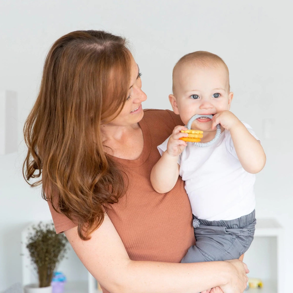 Bumkins Special Offer | Silicone Baby Teether Ring & Orange Charms for 3 mos up Baby