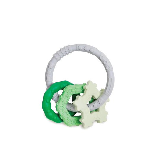 Bumkins Deals | Silicone Baby Teether Ring & Green Charms for 3 mos up Baby