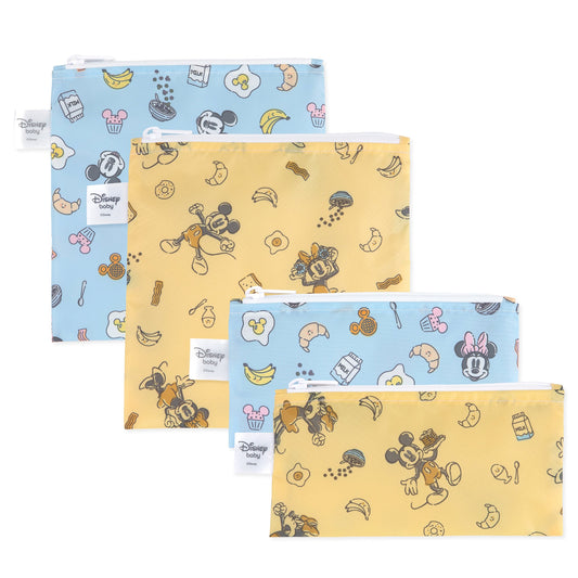 Bumkins Customer Favorite | Reusable Snack Bag 4 Pack: Mickey + Minnie Mouse Brunch Bunch