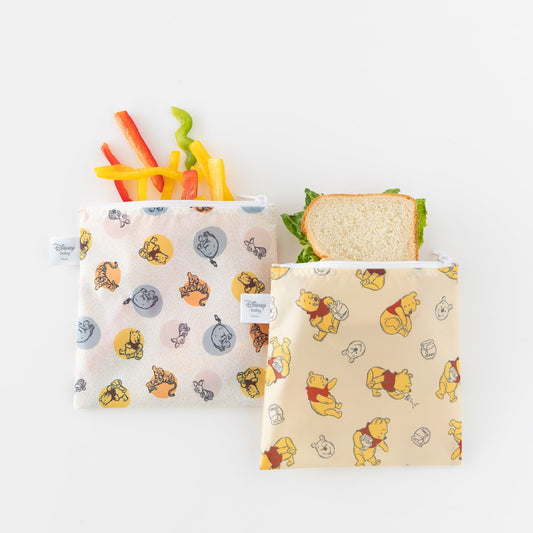 Bumkins Exclusive | Disney Food Safe Reusable Snack and Sandwich Bags, Winnie the Pooh