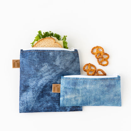 Bumkins Smart Buy | Reusable Snack Bag 4 Pack: Denim On Denim