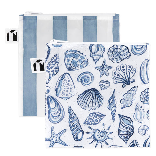 Bumkins New | Reusable Snack Bag, Large 2 Pack: Coastal