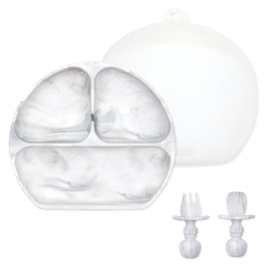 Bumkins Discount | Grip Dish Essential Infant 4-Piece Mealtime Set: Marble